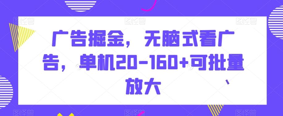 广告掘金，无脑式看广告，单机20-160+可批量放大【揭秘】-游客之家