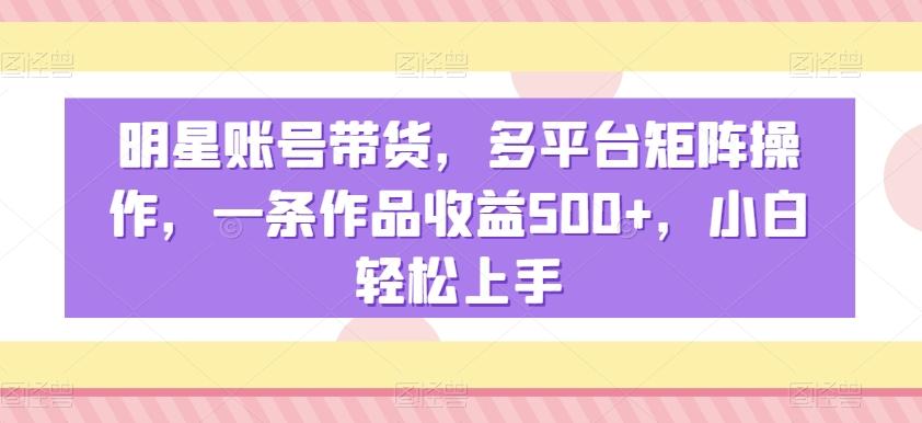明星账号带货，多平台矩阵操作，一条作品收益500+，小白轻松上手【揭秘】-游客之家