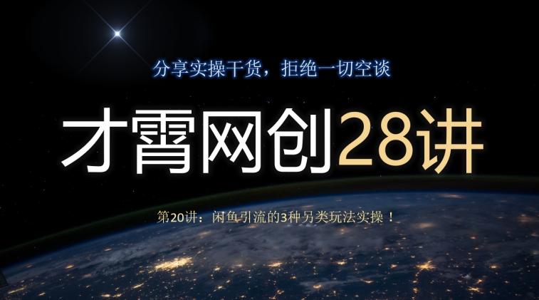 才霄网创28讲第20讲：闲鱼引流的3种另类玩法实操！-游客之家