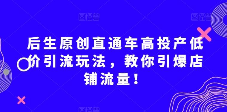 后生原创直通车高投产低价引流玩法，教你引爆店铺流量！-游客之家