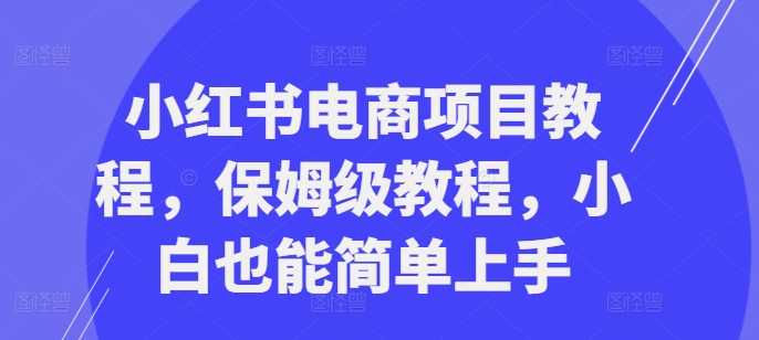 小红书电商项目教程，保姆级教程，小白也能简单上手-游客之家