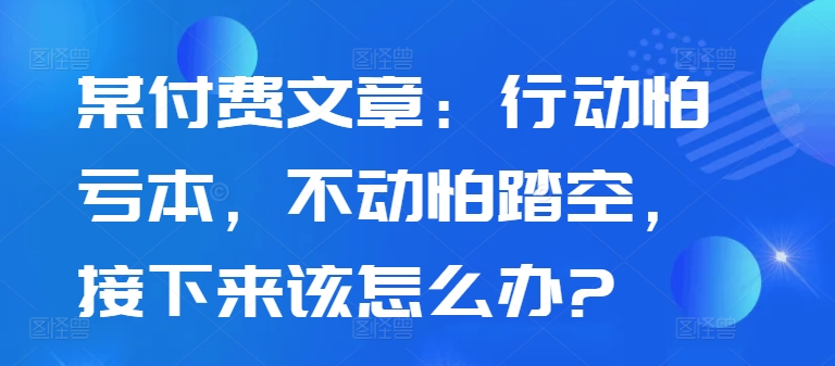 某付费文章：行动怕亏本，不动怕踏空，接下来该怎么办?-游客之家