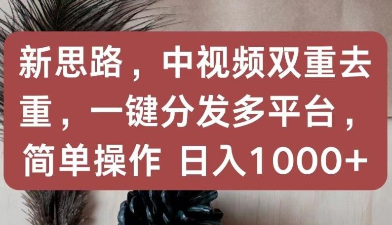 新思路，中视频双重去重，一键分发多平台，简单操作，日入1000+【揭秘】-游客之家