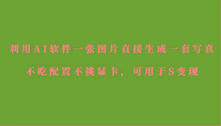 利用AI软件只需一张图片直接生成一套写真，不吃配置不挑显卡，可用于S变现-游客之家