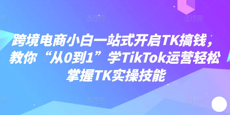 跨境电商小白一站式开启TK搞钱，教你“从0到1”学TikTok运营轻松掌握TK实操技能-游客之家