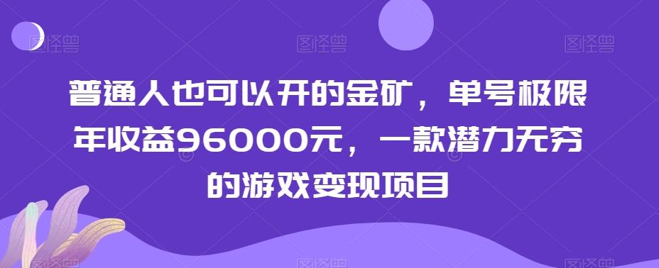 普通人也可以开的金矿，单号极限年收益96000元，一款潜力无穷的游戏变现项目【揭秘】-游客之家