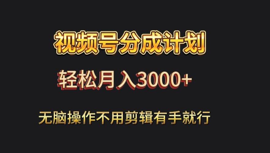 视频号流量分成，不用剪辑，有手就行，轻松月入2000+-游客之家