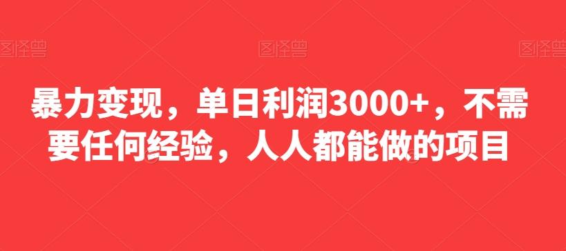 暴力变现，单日利润3000+，不需要任何经验，人人都能做的项目-游客之家