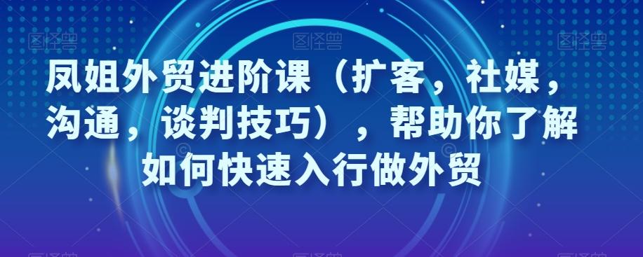 凤姐外贸进阶课（扩客，社媒，沟通，谈判技巧），帮助你了解如何快速入行做外贸-游客之家