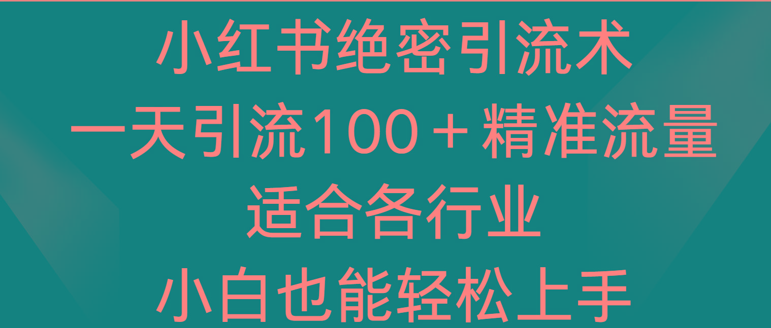 小红书绝密引流术，一天引流100＋精准流量，适合各个行业，小白也能轻松上手-游客之家