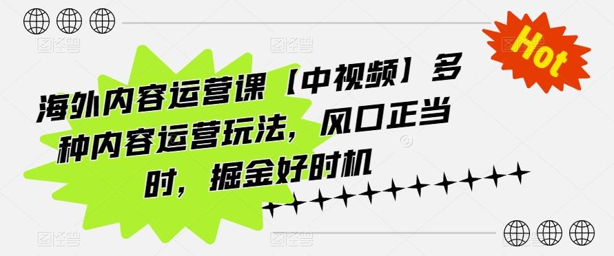 海外内容运营课【中视频】多种内容运营玩法，风口正当时，掘金好时机-游客之家