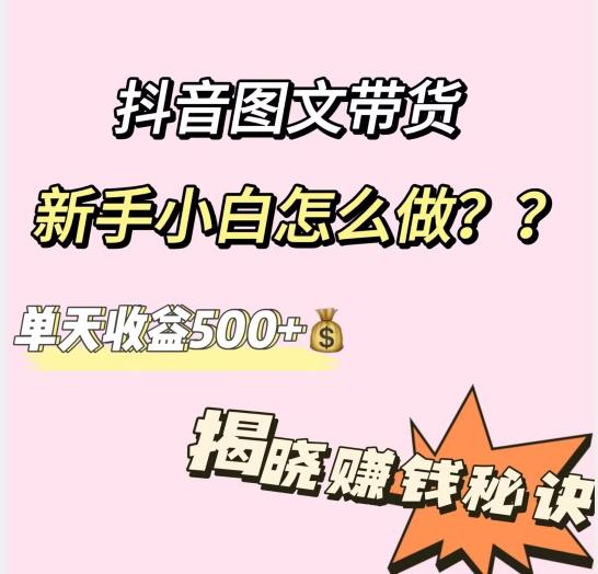 抖音图文带货，新手小白怎么做？单天收益500+【揭秘赚钱秘诀】-游客之家