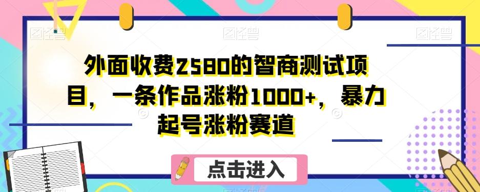 外面收费2580的智商测试项目，一条作品涨粉1000+，暴力起号涨粉赛道【揭秘】-游客之家