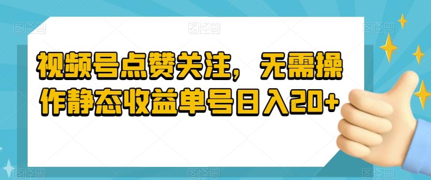 视频号点赞关注，无需操作静态收益单号日入20+-游客之家