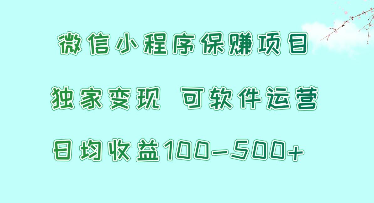 微信小程序保赚项目，日均收益100~500+，独家变现，可软件运营-游客之家