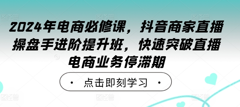 2024年电商必修课，抖音商家直播操盘手进阶提升班，快速突破直播电商业务停滞期-游客之家