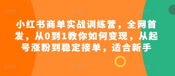 小红书商单实战训练营，全网首发，从0到1教你如何变现，从起号涨粉到稳定接单，适合新手-游客之家