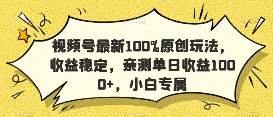 视频号最新100%原创玩法，收益稳定，亲测单日收益1000+，小白专属【揭秘】-游客之家