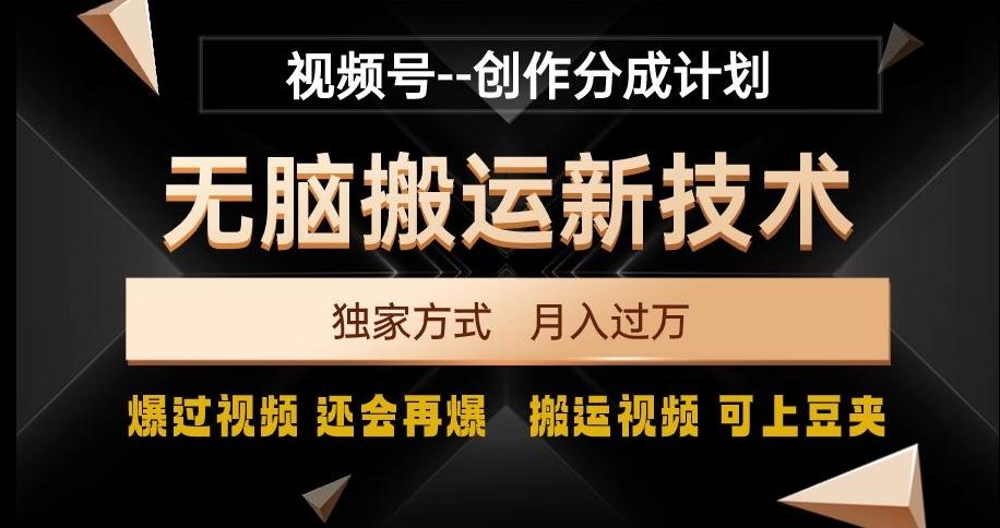 视频号无脑搬运新技术，破原创壕流量，独家方式，爆过视频，还会再爆【揭秘】-游客之家