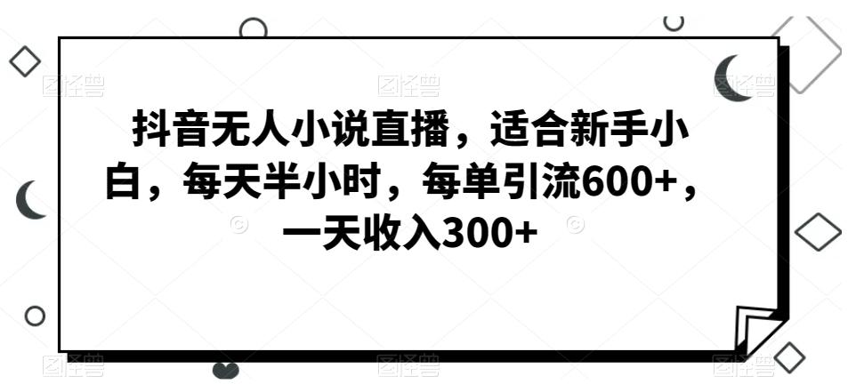 抖音无人小说直播，适合新手小白，每天半小时，每单引流600+，一天收入300+-游客之家