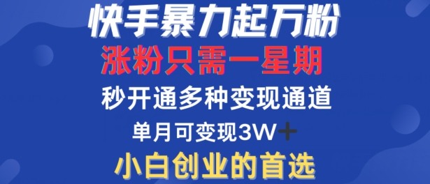 快手暴力起万粉，涨粉只需一星期，多种变现模式，直接秒开万合，单月变现过W【揭秘】-游客之家