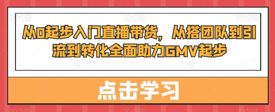 从0起步入门直播带货，​从搭团队到引流到转化全面助力GMV起步-游客之家
