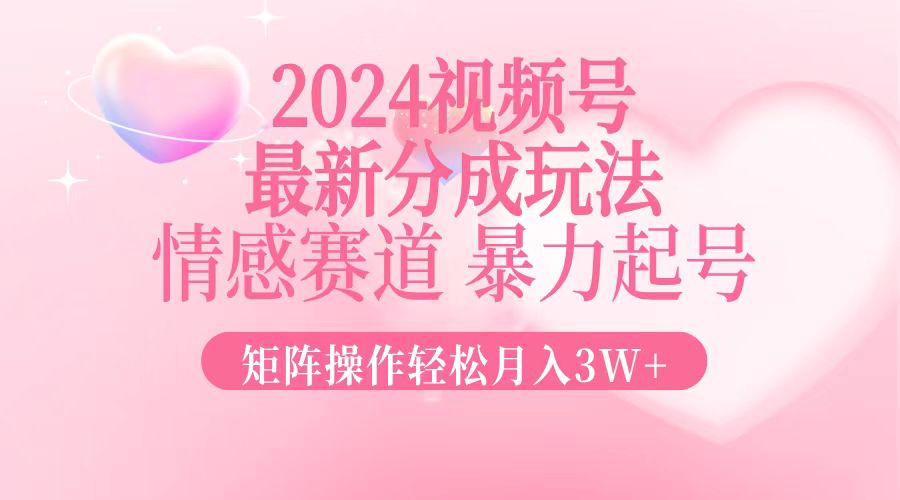 2024最新视频号分成玩法，情感赛道，暴力起号，矩阵操作轻松月入3W+-游客之家
