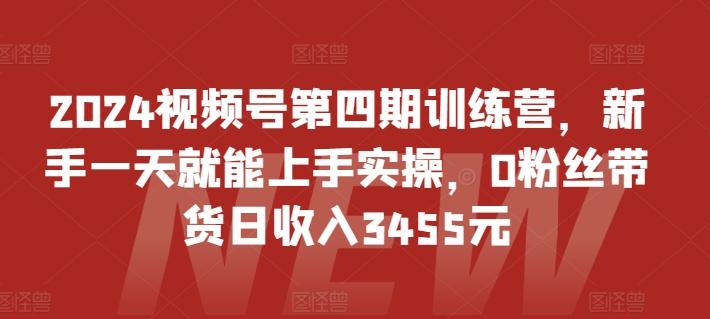 2024视频号第四期训练营，新手一天就能上手实操，0粉丝带货日收入3455元-游客之家
