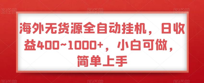 海外无货源全自动挂机，日收益400~1000+，小白可做，简单上手-游客之家