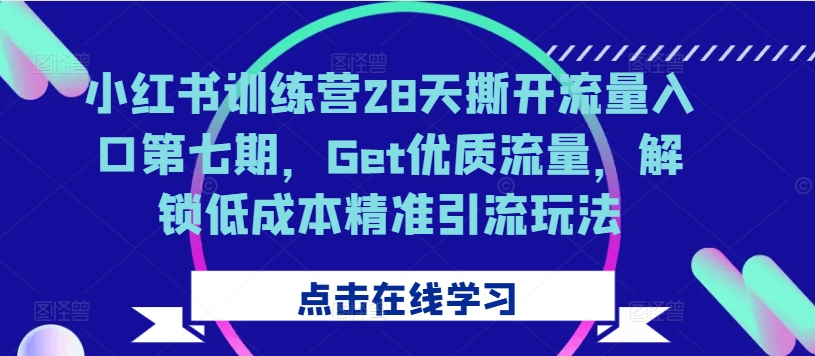 小红书训练营28天撕开流量入口第七期，Get优质流量，解锁低成本精准引流玩法-游客之家