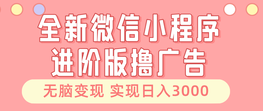 全新微信小程序进阶版撸广告 无脑变现睡后也有收入 日入3000＋-游客之家