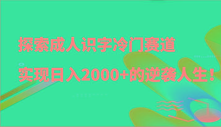 探索成人识字冷门赛道，实现日入2000+的逆袭人生！-游客之家