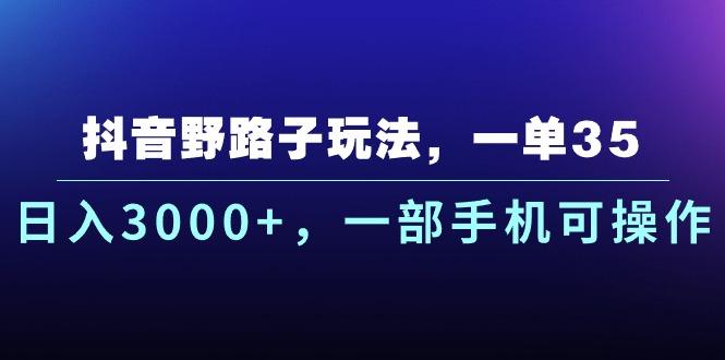 抖音野路子玩法，一单35.日入3000+，一部手机可操作-游客之家