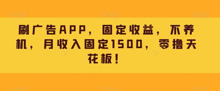 刷广告APP，固定收益，不养机，月收入固定1500，零撸天花板！-游客之家