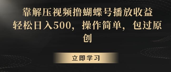靠解压视频撸蝴蝶号播放收益，轻松日入500，操作简单，包过原创【揭秘】-游客之家