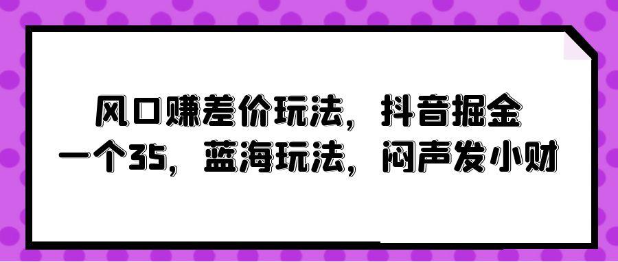 (10022期)风口赚差价玩法，抖音掘金，一个35，蓝海玩法，闷声发小财-游客之家