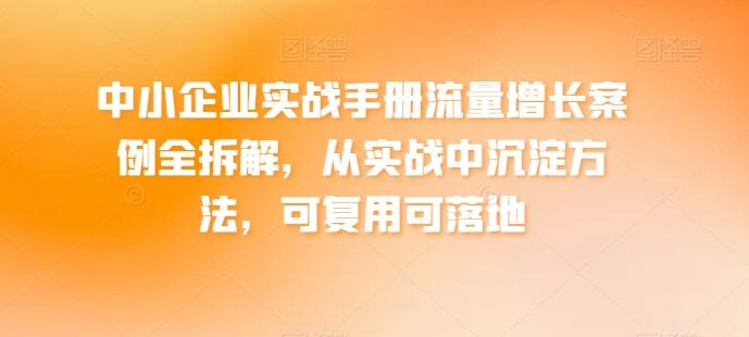 中小企业实战手册流量增长案例全拆解，从实战中沉淀方法，可复用可落地-游客之家