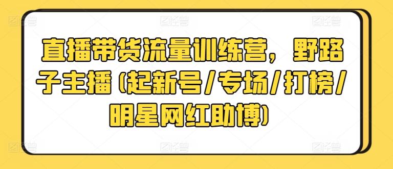 直播带货流量训练营，野路子主播(起新号/专场/打榜/明星网红助博)-游客之家