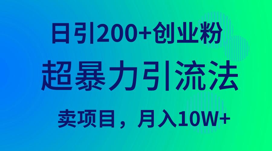 (9654期)超暴力引流法，日引200+创业粉，卖项目月入10W+-游客之家