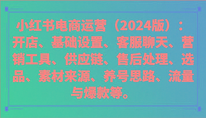小红书电商运营(2024版)：开店、设置、供应链、选品、素材、养号、流量与爆款等-游客之家