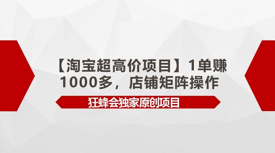【淘宝超高价项目】1单赚1000多，店铺矩阵操作-游客之家