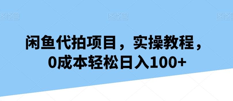 闲鱼代拍项目，实操教程，0成本轻松日入100+-游客之家
