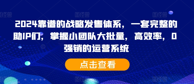 2024靠谱的战略发售体系，一套完整的助IP们，掌握小团队大批量，高效率，0 强销的运营系统-游客之家