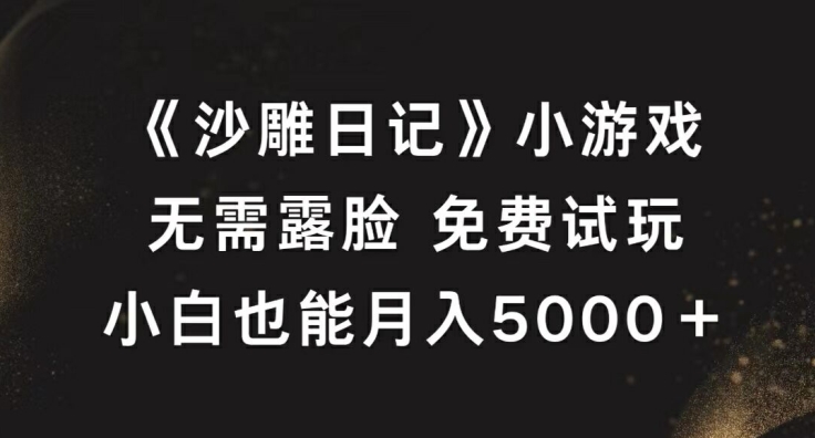 《沙雕日记》小游戏，无需露脸免费试玩，小白也能月入5000+【揭秘】-游客之家