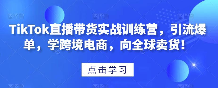 TikTok直播带货实战训练营，引流爆单，学跨境电商，向全球卖货！-游客之家