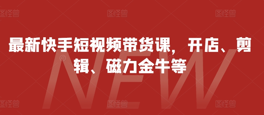 最新快手短视频带货课，开店、剪辑、磁力金牛等-游客之家