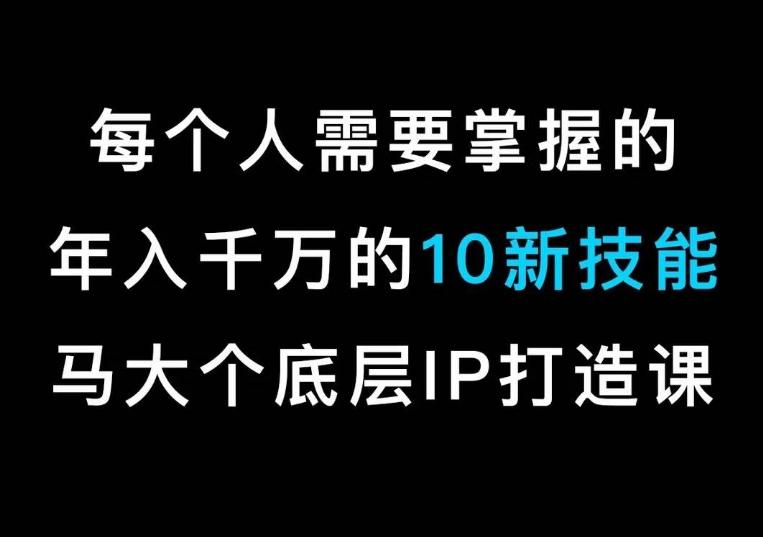 马大个的IP底层逻辑课，​每个人需要掌握的年入千万的10新技能，约会底层IP打造方法！-游客之家