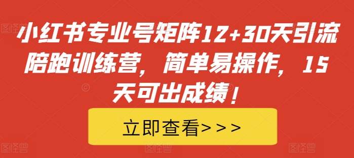 小红书专业号矩阵12+30天引流陪跑训练营，简单易操作，15天可出成绩!-游客之家