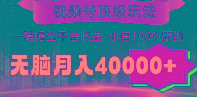(9281期)视频号顶级玩法，无脑月入40000+，一键撸全平台收益，纯小白也能100%原创-游客之家