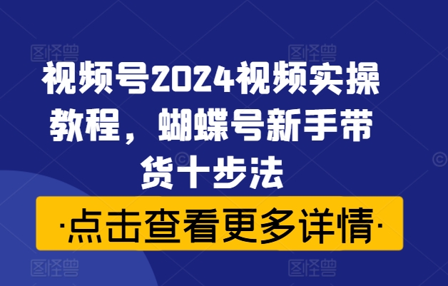 视频号2024视频实操教程，蝴蝶号新手带货十步法-游客之家